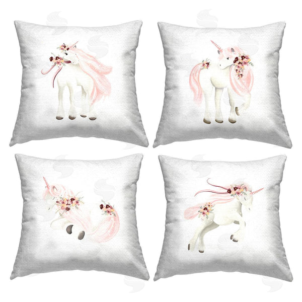 Stupell Industries Studio Q | Pink Floral Unicorns Printed Throw Pillow Set