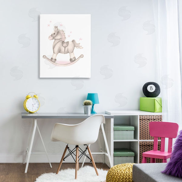 Stupell Industries Studio Q | Pink Rocking Horse Kids Nursery Toy Illustration Wall Art