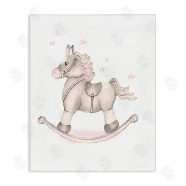 stupell industries Studio Q | Pink Rocking Horse Kids Nursery Toy Illustration Wall Art