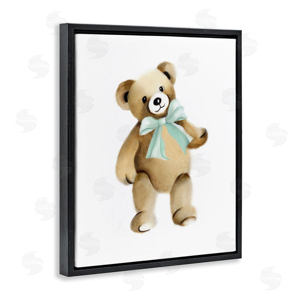 Stupell Industries Studio Q | Teddy Bear Green Bow Kids Nursery Animal Wall Art