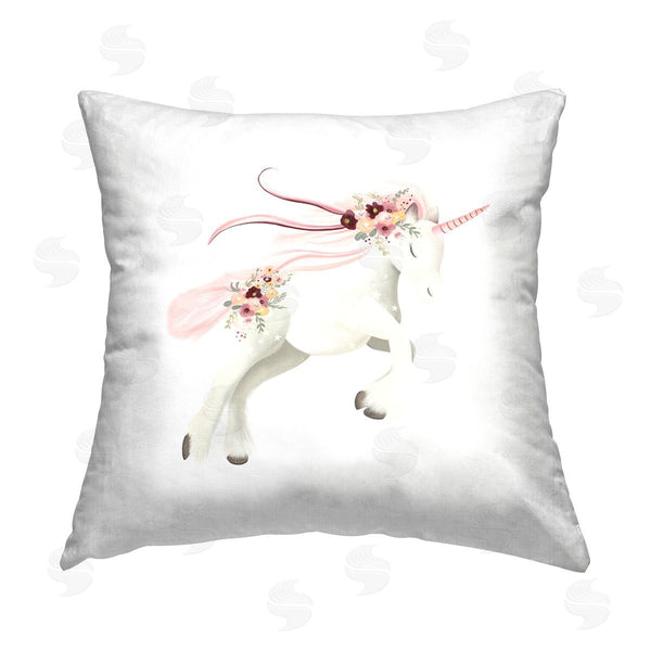 stupell industries Studio Q | Unicorn & Pink Florals Printed Throw Pillow