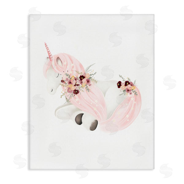 stupell industries Studio Q | Unicorn with Pink Flowers Wall Art