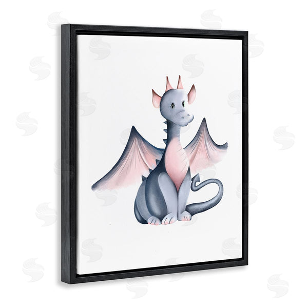 Stupell Industries Studio Q | Whimsical Dragon Sitting Fantasy Creature Wings Painting Wall Art