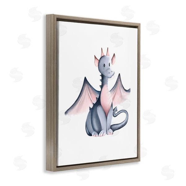 Stupell Industries Studio Q | Whimsical Dragon Sitting Fantasy Creature Wings Painting Wall Art