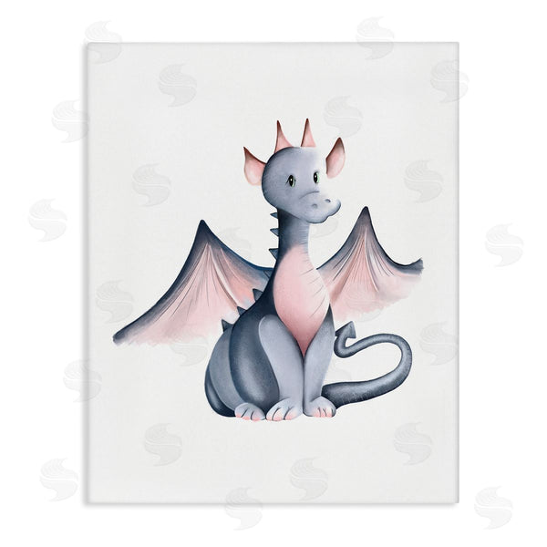 stupell industries Studio Q | Whimsical Dragon Sitting Fantasy Creature Wings Painting Wall Art