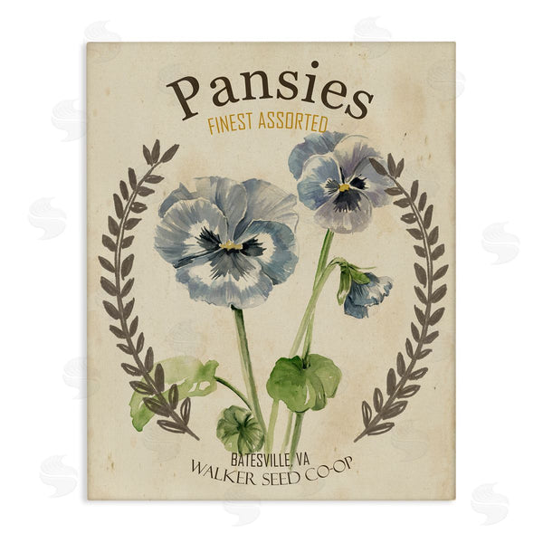 stupell industries Studio W | Blue Assorted Pansies Vintage Floral Seed Packet Wall Art