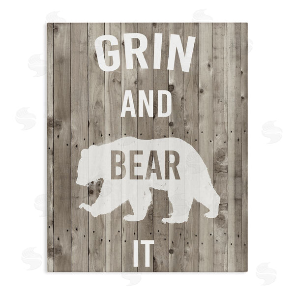 stupell industries Studio W | Grin and Bear It Phrase Rustic Animal Pun Wall Art