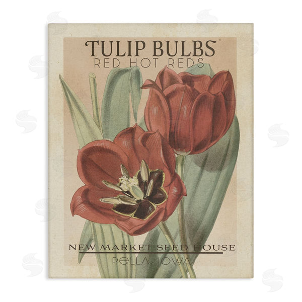 stupell industries Studio W | Hot Red Tulip Bulbs Antique Floral Seed Packet Wall Art