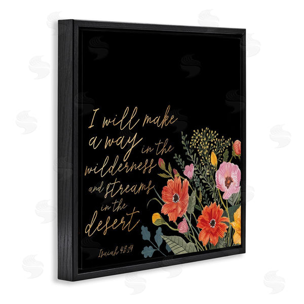 Stupell Industries Studio W | I Will Make Way Isaiah 43:19 Spring Florals Over Black Wall Art