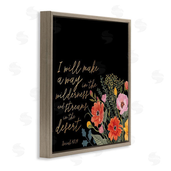 Stupell Industries Studio W | I Will Make Way Isaiah 43:19 Spring Florals Over Black Wall Art