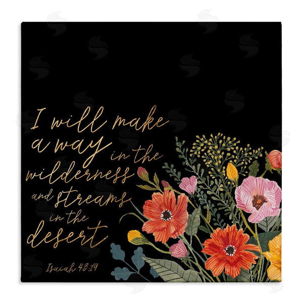 stupell industries Studio W | I Will Make Way Isaiah 43:19 Spring Florals over Black Wall Art