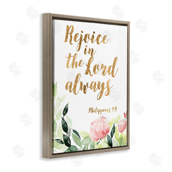 Stupell Industries Studio W | Rejoice In The Lord Spiritual Quote Philippians 4:4 Soft Florals Wall Art
