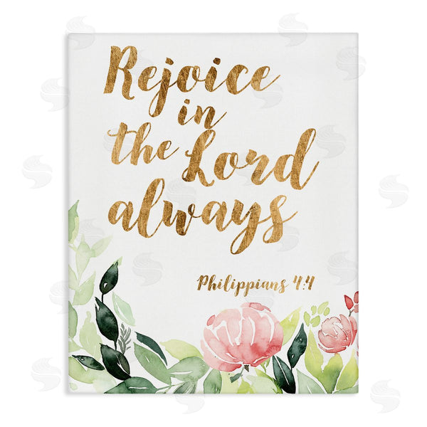 stupell industries Studio W | Rejoice In The Lord Spiritual Quote Philippians 4:4 Soft Florals Wall Art