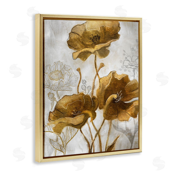 Stupell Industries Studio W | Silver And Gold Poppies Abstract Flower Field