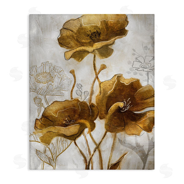 stupell industries Studio W | Silver and Gold Poppies Abstract Flower Field
