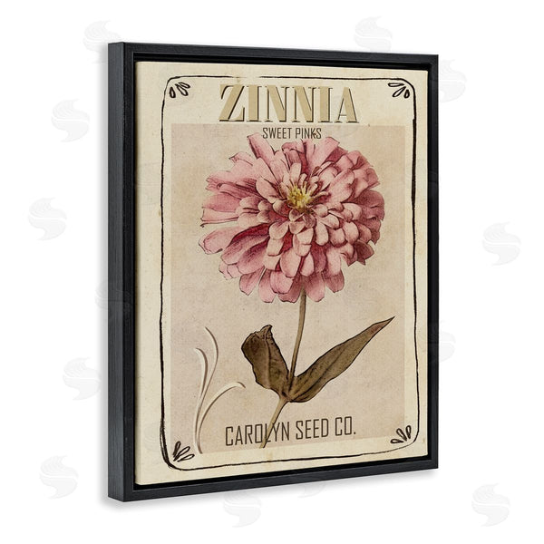 Stupell Industries Studio W | Sweet Pink Zinnia Florals Vintage Seed Packet Wall Art
