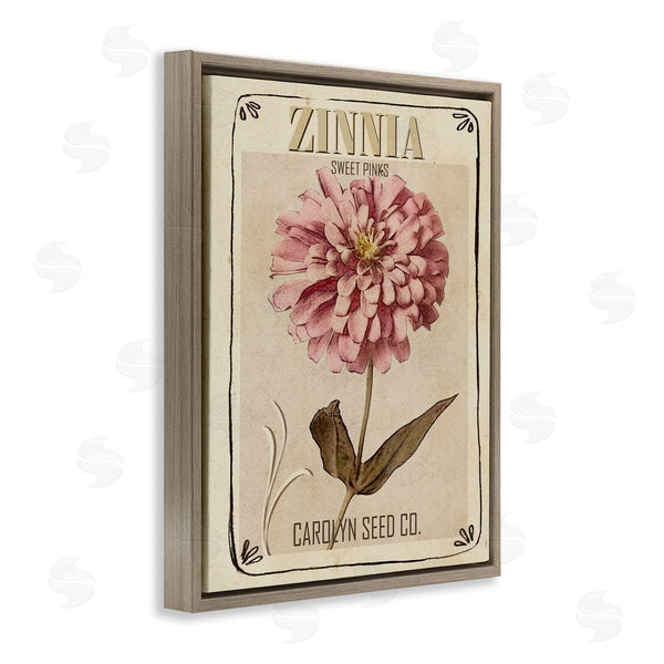 Stupell Industries Studio W | Sweet Pink Zinnia Florals Vintage Seed Packet Wall Art
