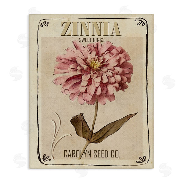 stupell industries Studio W | Sweet Pink Zinnia Florals Vintage Seed Packet Wall Art