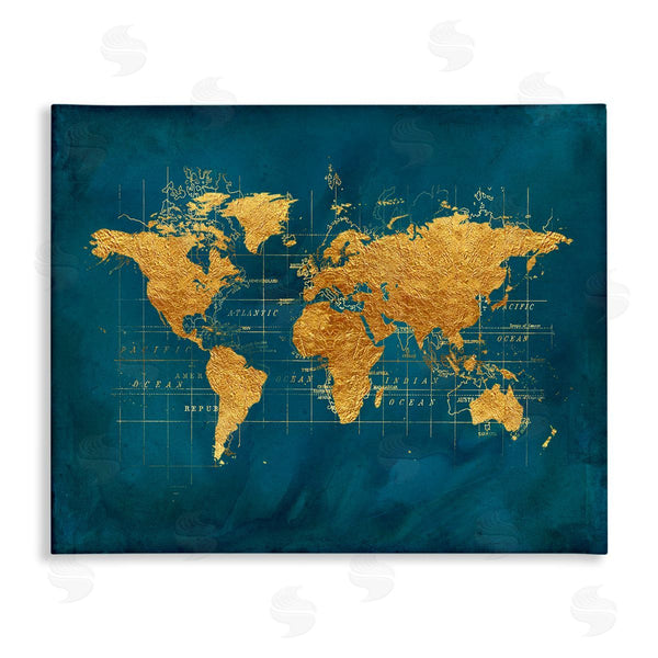 stupell industries Beth Albert | World Map Gold Blue