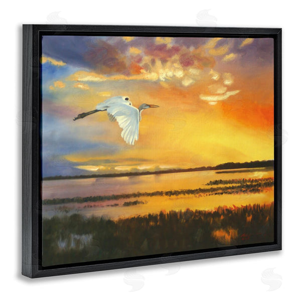 Stupell Industries D. Rust | Bird Over Sunlit Pond