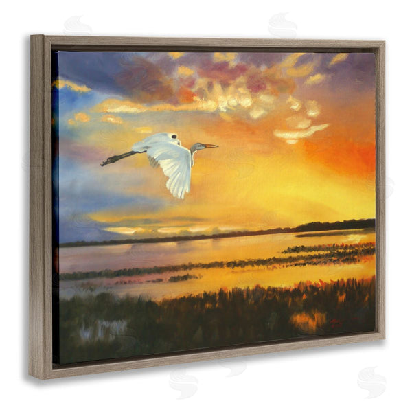 Stupell Industries D. Rust | Bird Over Sunlit Pond