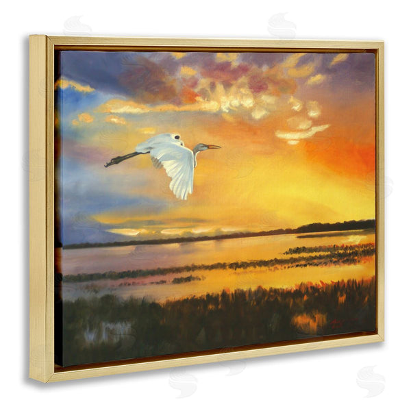 Stupell Industries D. Rust | Bird Over Sunlit Pond