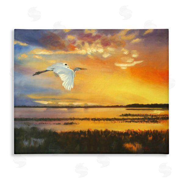 stupell industries D. Rust | Bird over Sunlit Pond