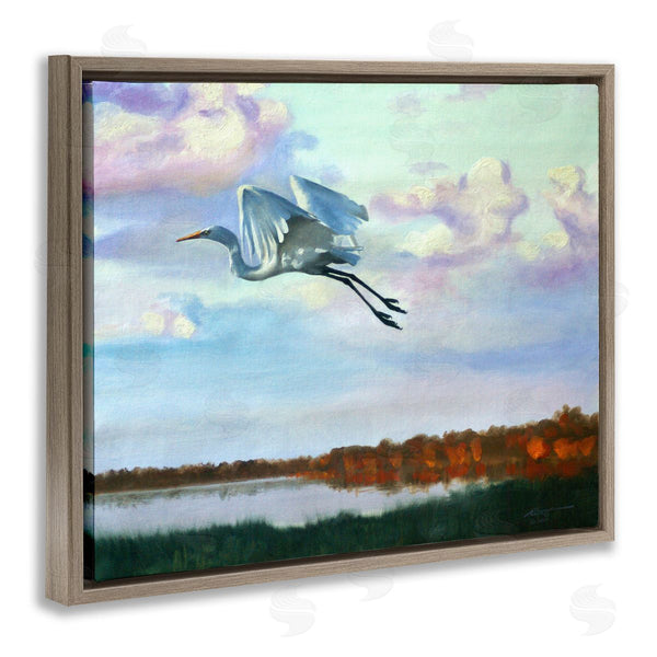 Stupell Industries D. Rust | Egret Over Lake Shore