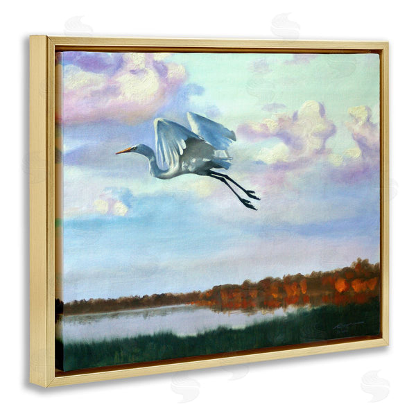Stupell Industries D. Rust | Egret Over Lake Shore