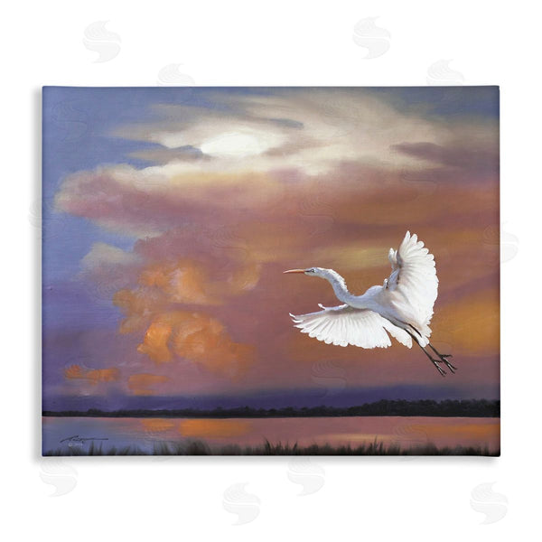 stupell industries D. Rust | Heron Flying with Sunset