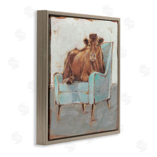 Stupell Industries Ethan Harper | Bull On Blue Couch