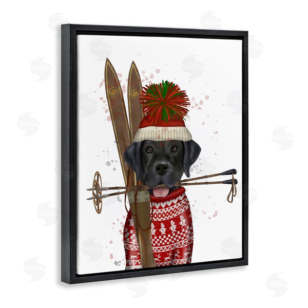 Stupell Industries Fab Funky | Black Labrador Skiing