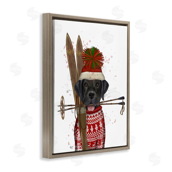 Stupell Industries Fab Funky | Black Labrador Skiing