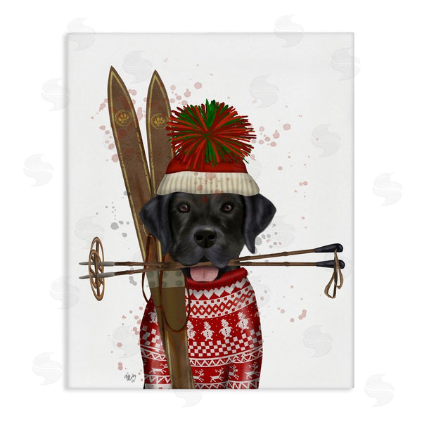 stupell industries Fab Funky | Black Labrador Skiing