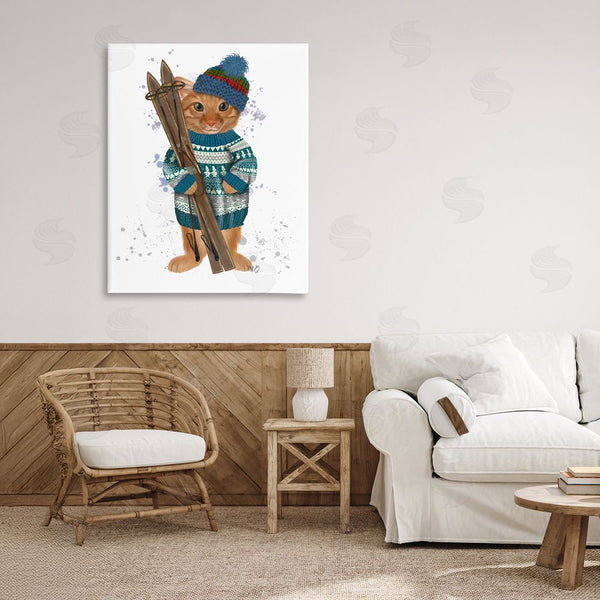 Stupell Industries Fab Funky | Cat With Winter Skis