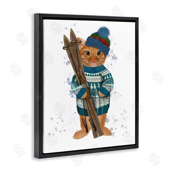 Stupell Industries Fab Funky | Cat With Winter Skis