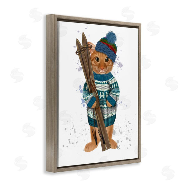 Stupell Industries Fab Funky | Cat With Winter Skis