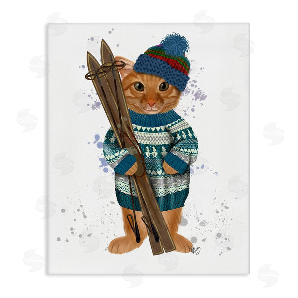 stupell industries Fab Funky | Cat with Winter Skis