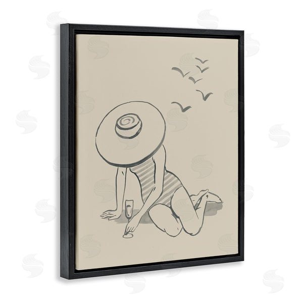 Stupell Industries Grace Popp | Girl On Beach Sketch