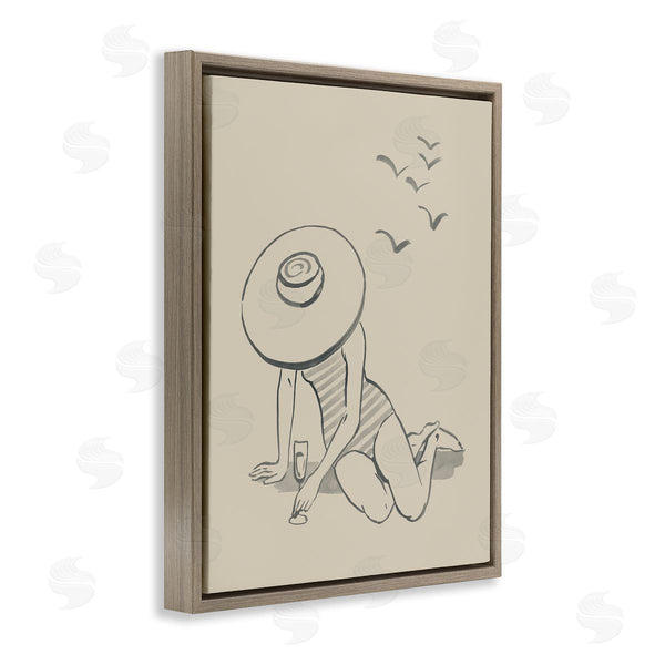 Stupell Industries Grace Popp | Girl On Beach Sketch