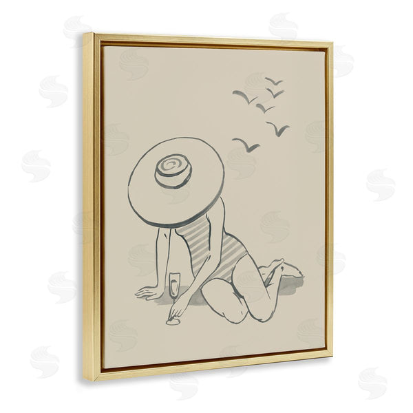 Stupell Industries Grace Popp | Girl On Beach Sketch