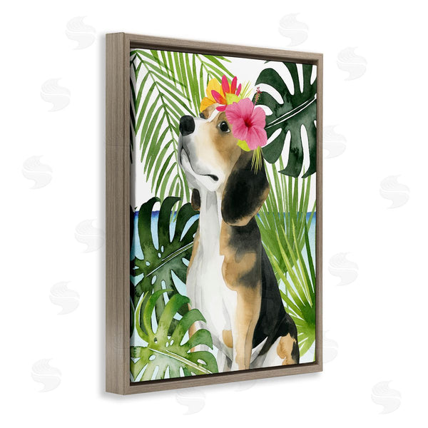Stupell Industries Grace Popp | Puppy With Hibiscus