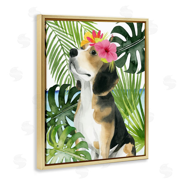 Stupell Industries Grace Popp | Puppy With Hibiscus