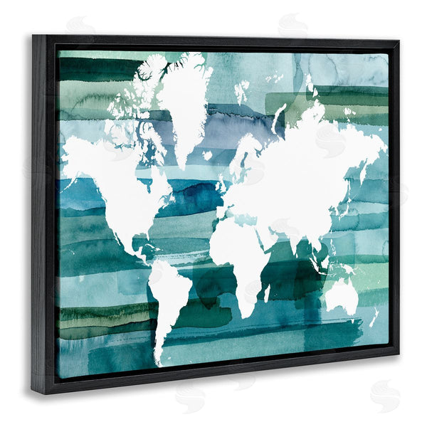 Stupell Industries Grace Popp | World Map Blue Green