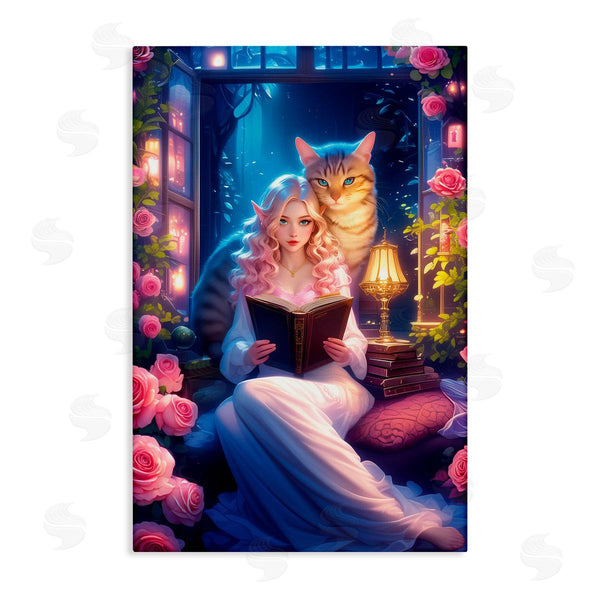 stupell industries Image World | Mysterious Girl & Cat
