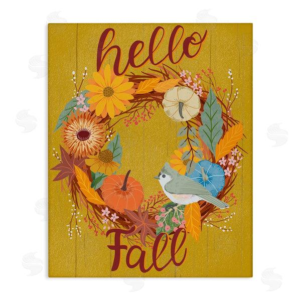 stupell industries Jo Reid | Hello Fall Bird Wreath