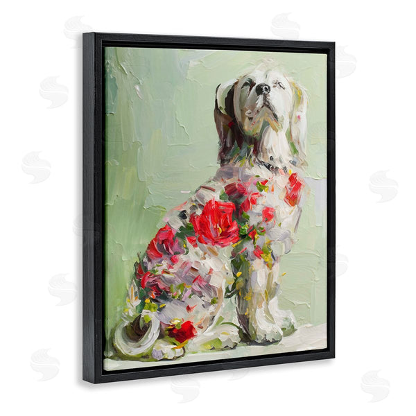 Stupell Industries Lil' Rue | Floral Daubed Dog