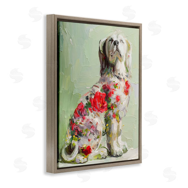 Stupell Industries Lil' Rue | Floral Daubed Dog