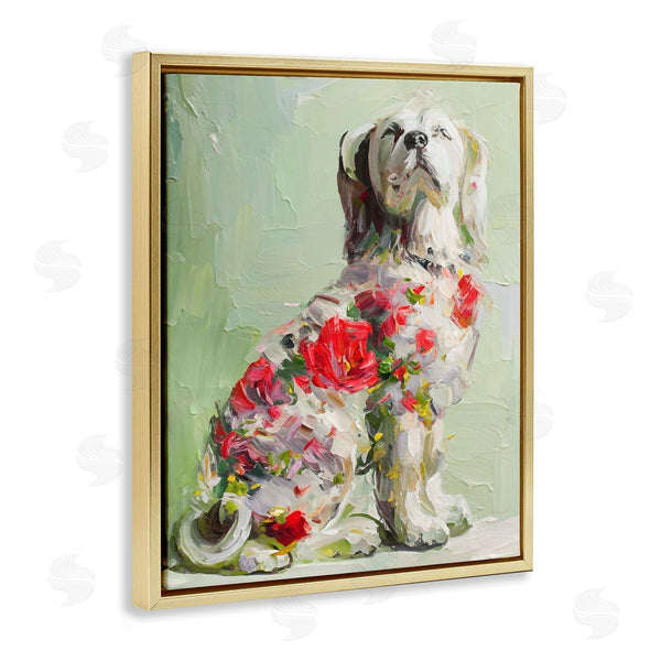 Stupell Industries Lil' Rue | Floral Daubed Dog