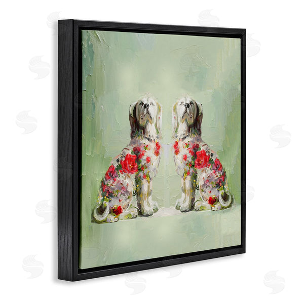 Stupell Industries Lil' Rue | Floral Daubed Dog Pair